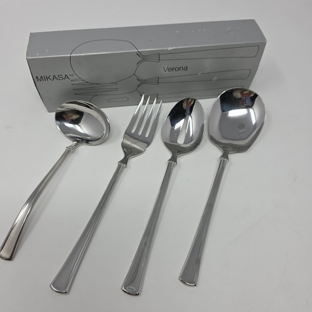 Mikasa Verona Hostess Serving Set Unisex OS Silver 18/8 Stainless 4 Piece Boxed
